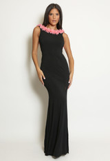 Petals Trim Leg Slit Maxi Dress - 2 Colours