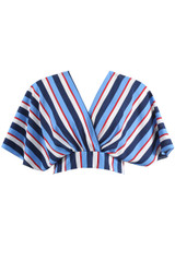 Two Tone Stripes Wrap Crop Top - 2 Colours