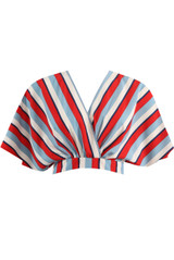 Two Tone Stripes Wrap Crop Top - 2 Colours