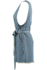 Plunge Neck Tie Up Denim Playsuit - 2 Colours