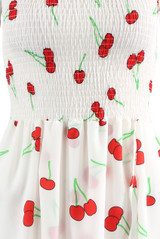 Cherry Shirred Overlap Bardot Dress - 2 Colours