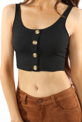 Ribbed Button Up Crop Top - 2 Colours