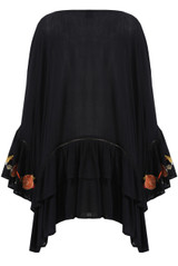 Embroidered Frill Hem Tunic - 2 Colours