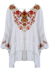Embroidered Frill Hem Tunic - 2 Colours