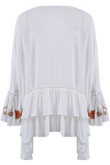 Embroidered Frill Hem Tunic - 2 Colours