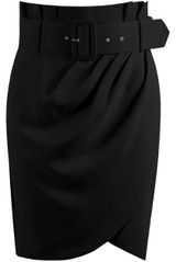 Pleated Overlay Belt Up Skirt - 4 Colours