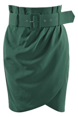 Pleated Overlay Belt Up Skirt - 4 Colours