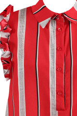 Stripes Ruffle Trim Shirt Dress - 2 Colours