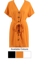 Button Tie Up Dress - 3 Colours 