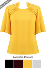 Pleated Raised Shoulders Blouse - 4 Colours