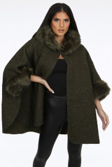 Fleece Faux Fur Neck Cape Jumper - 4 Colours