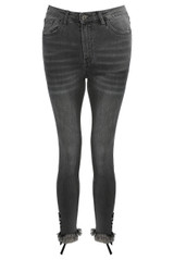 Graphite Lace Trim Slit Ankle Jeans