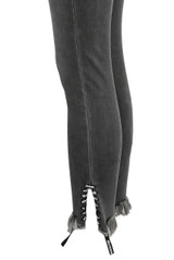 Graphite Lace Trim Slit Ankle Jeans