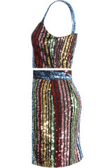 Sequin Multicolour Stripes Top & Skirt Co-Ord - 2 Colours