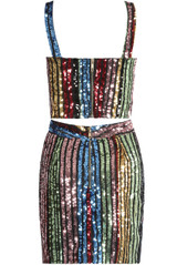 Sequin Multicolour Stripes Top & Skirt Co-Ord - 2 Colours