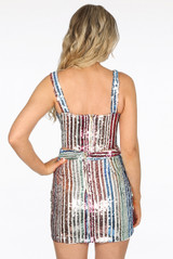 Sequin Multicolour Stripes Top & Skirt Co-Ord - 2 Colours