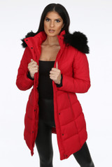 Fur Hood High Neck Longline Jacket - 7 Colours