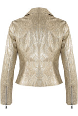 Faux Leather Snake Print Biker Jacket