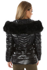 Shiny Faux Fur Hood Puffer Jacket - 4 Colours