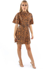 Reptile Texture High Neck Shift Dress - 3 Colours