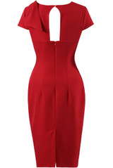 Bow Trim Cap Sleeves Bodycon Dress - 3 Colours