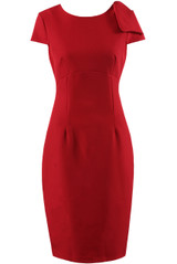 Bow Trim Cap Sleeves Bodycon Dress - 3 Colours