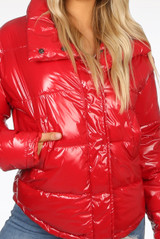Shiny Funnel Neck Puffer Jacket - 2 Colours