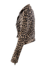 Beige Leopard Biker Jacket 