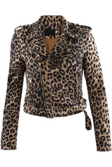 Beige Leopard Biker Jacket 
