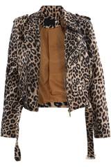Beige Leopard Biker Jacket 