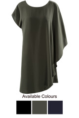 One Shoulder Cape Sleeve Dress - 3 Colours