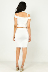 WOW Couture Glora Off The Shoulder Choker Neck Bandage Dress White