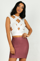 WOW Couture Lette Bandage Cut Out Cage Crop Top White