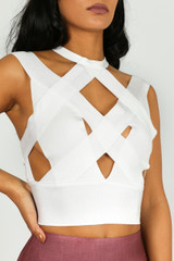 WOW Couture Lette Bandage Cut Out Cage Crop Top White