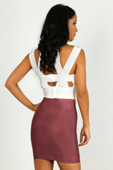 WOW Couture Lette Bandage Cut Out Cage Crop Top White