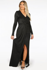 Lurex Leg Slit Crossover Maxi Dress - 3 Colours