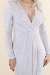 Lurex Leg Slit Crossover Maxi Dress - 3 Colours