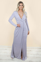 Lurex Leg Slit Crossover Maxi Dress - 3 Colours