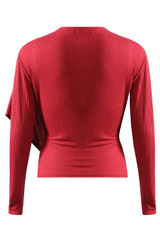 Ribbed O Ring Shawl Overlap Blouse - 3 Colours