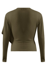 Ribbed O Ring Shawl Overlap Blouse - 3 Colours