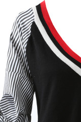 Deep V Neck Stripes Sleeves Jumper - 3 Colours