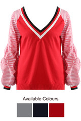 Deep V Neck Stripes Sleeves Jumper - 3 Colours