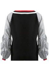 Deep V Neck Stripes Sleeves Jumper - 3 Colours