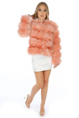 Layered Shaggy Faux Fur Coat