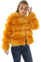 Layered Shaggy Faux Fur Coat