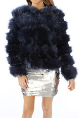 Layered Shaggy Faux Fur Coat