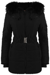 Faux Fur Hood Zipped Parka Jacket - 4 Colours