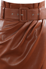 PVC Pleated Overlap Belt Up Skirt - 3 Colours