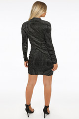 Lurex Stripes Mock Neck Mini Dress