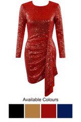 Sequin Open Back Ruched Dress - 4 Colours